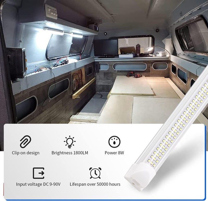 RVZONE 12v LED Interior Light Bar | 108LEDs 1600LM 6W DC 12 Volt led Strip Lights Enclosed Trailer Lights Fixture for Camper Truck Van RV Trailer Cargo Cabient Lights Fixture Motorhome Lorry (4Pack) - Image 3